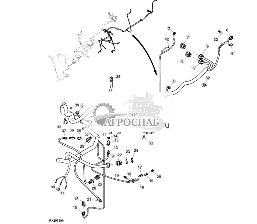 Жгут проводов шасси, с системой ActiveCommand Steering™ (ACS™) и резервным насосом, 15,0 L, двигатель FT4 (34) (802000 - 804100) - ST874772 252.jpg